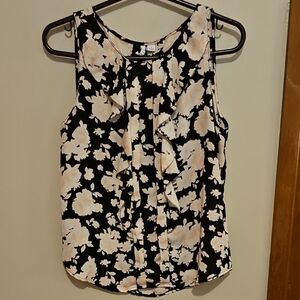 EUC Elle Ruffled Floral Sleeveless Blouse